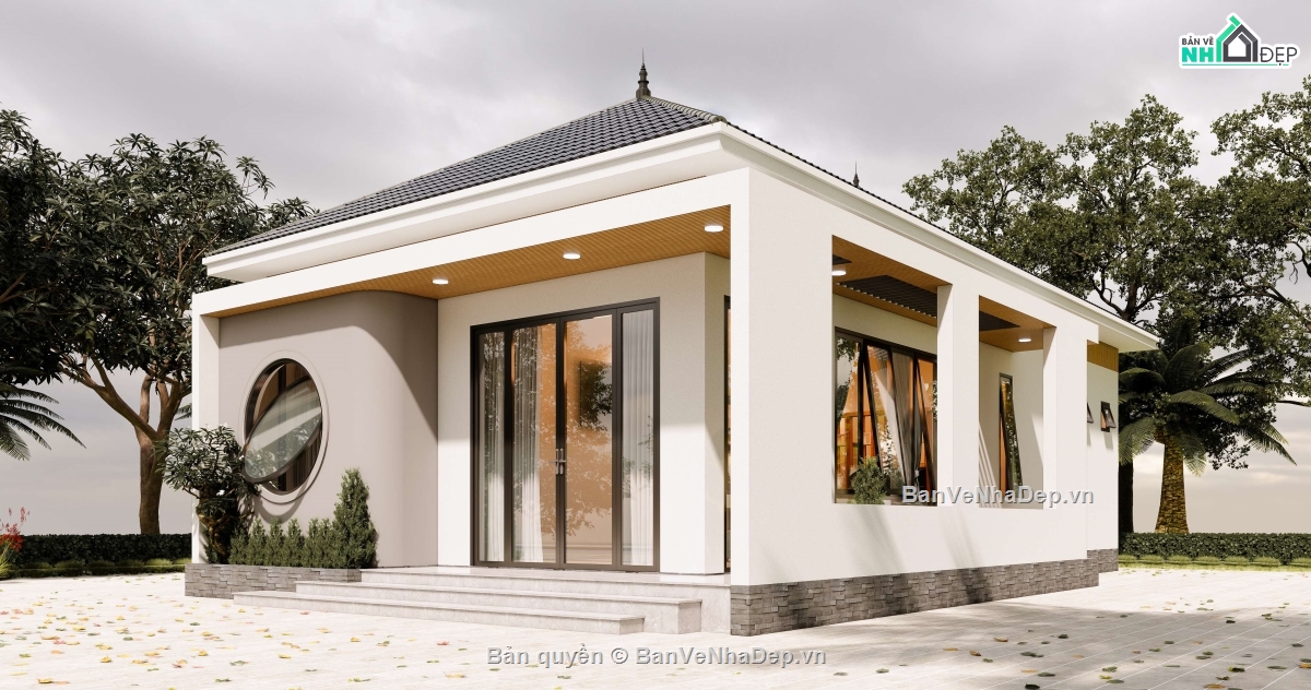 nhà 1 tầng 8x16m,bản vẽ nhà 8x16m,bản vẽ nhà 1 tầng 8x16m