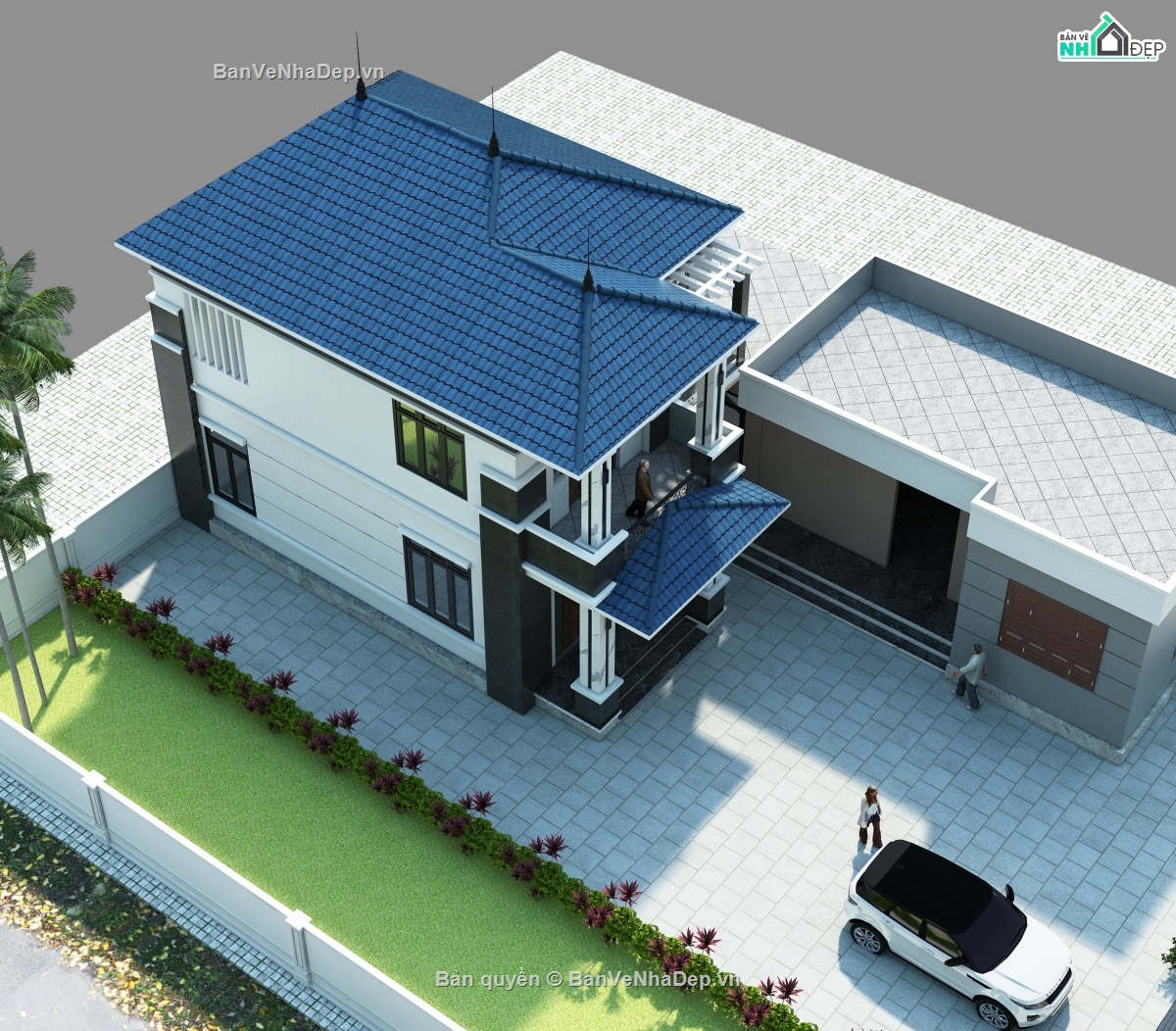 Biệt thự 2 tầng mái nhật,file cad biệt thự 2 tầng,full hồ sơ biệt thự 2 tầng,mẫu biệt thự 2 tầng,biệt thự 2 tầng 8.46x12.42m