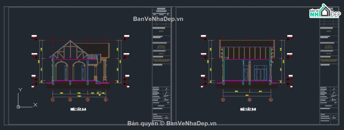 Bản vẽ thiết kế nhà,nhà 1 tầng mái thái,biệt thự mái thái đẹp