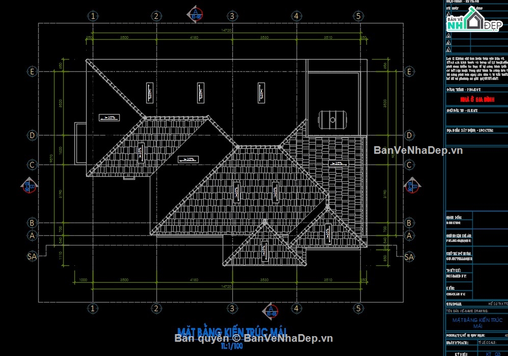 kiến trúc mái nhật,biệt thự mái nhật,biệt thự 1 tấng mái nhật,file cad biệt thự 1 tầng mái nhật
