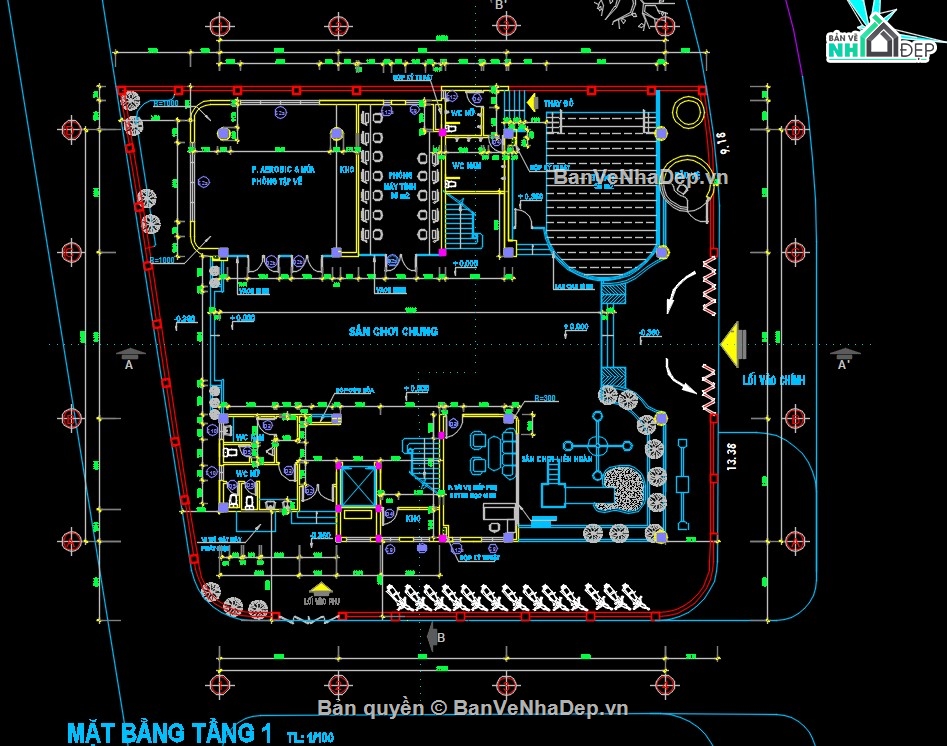 full hồ sơ trường mầm non,thiết kế trường mầm non,bản vẽ trường mầm non,kiến trúc trường mầm non