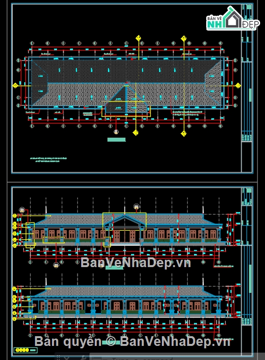 nhà ở và làm việc,nhà làm việc cơ quan,trụ sở cơ quan,nhà làm việc 1 tầng 12 gian,trụ sở 1 tầng 12 gian,hồ sơ thiết kế thi công