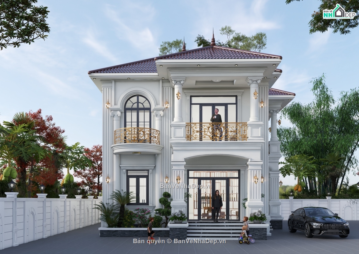 biệt thự 2 tầng,mẫu nhà 2 tầng mái nhật,kiến trúc biệt thự