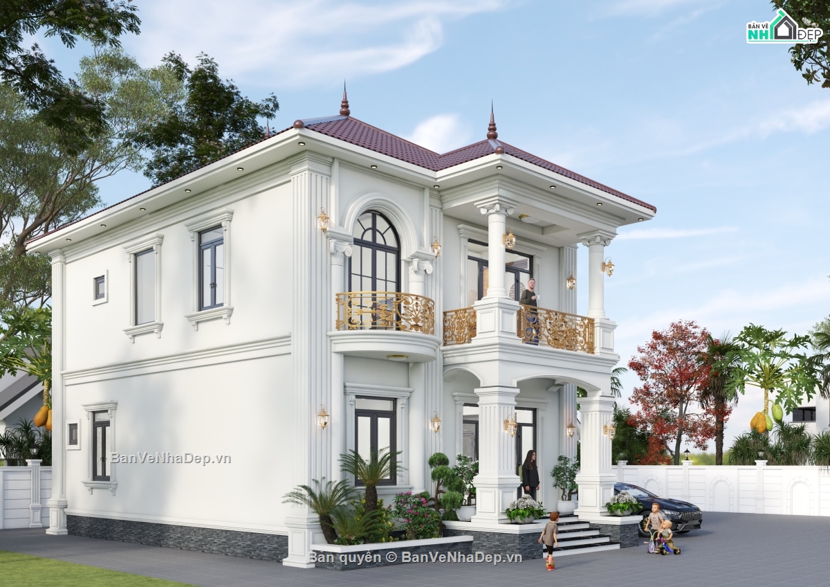 biệt thự 2 tầng,mẫu nhà 2 tầng mái nhật,kiến trúc biệt thự