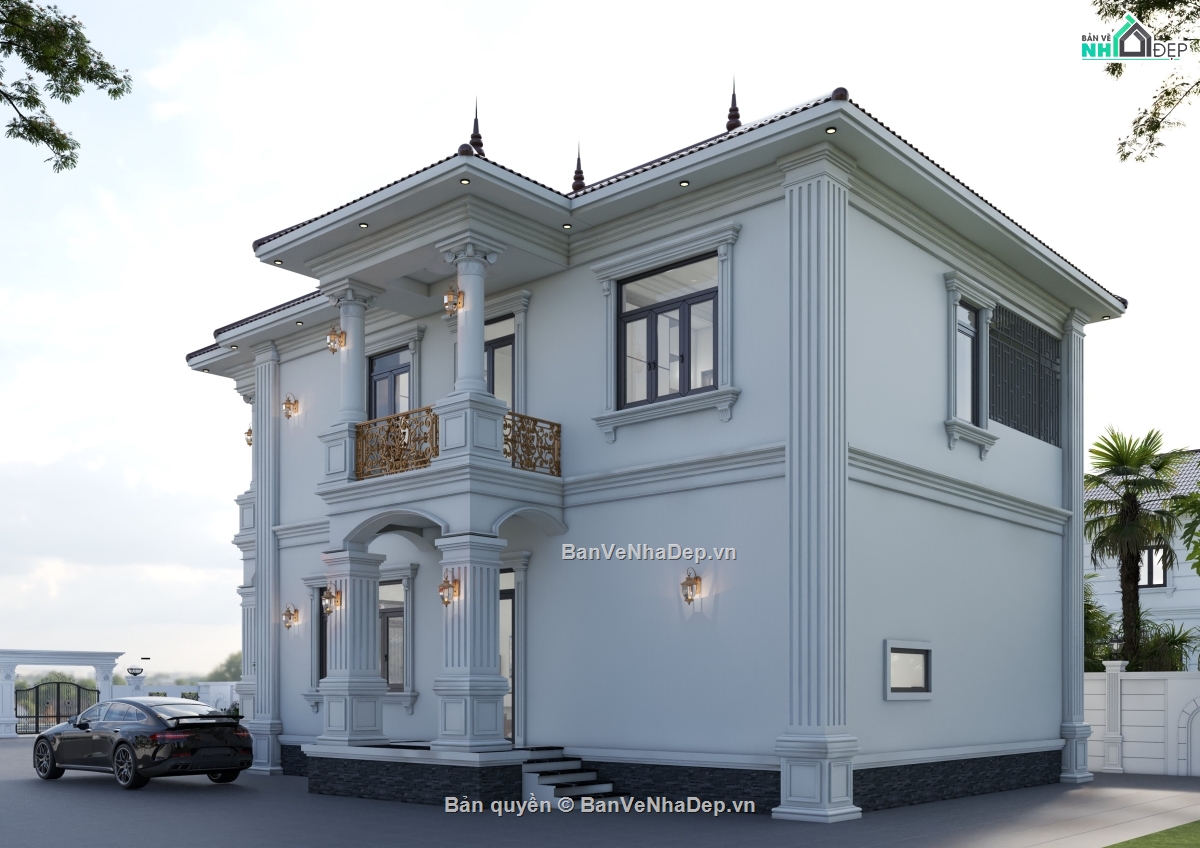 biệt thự 2 tầng,mẫu nhà 2 tầng mái nhật,kiến trúc biệt thự