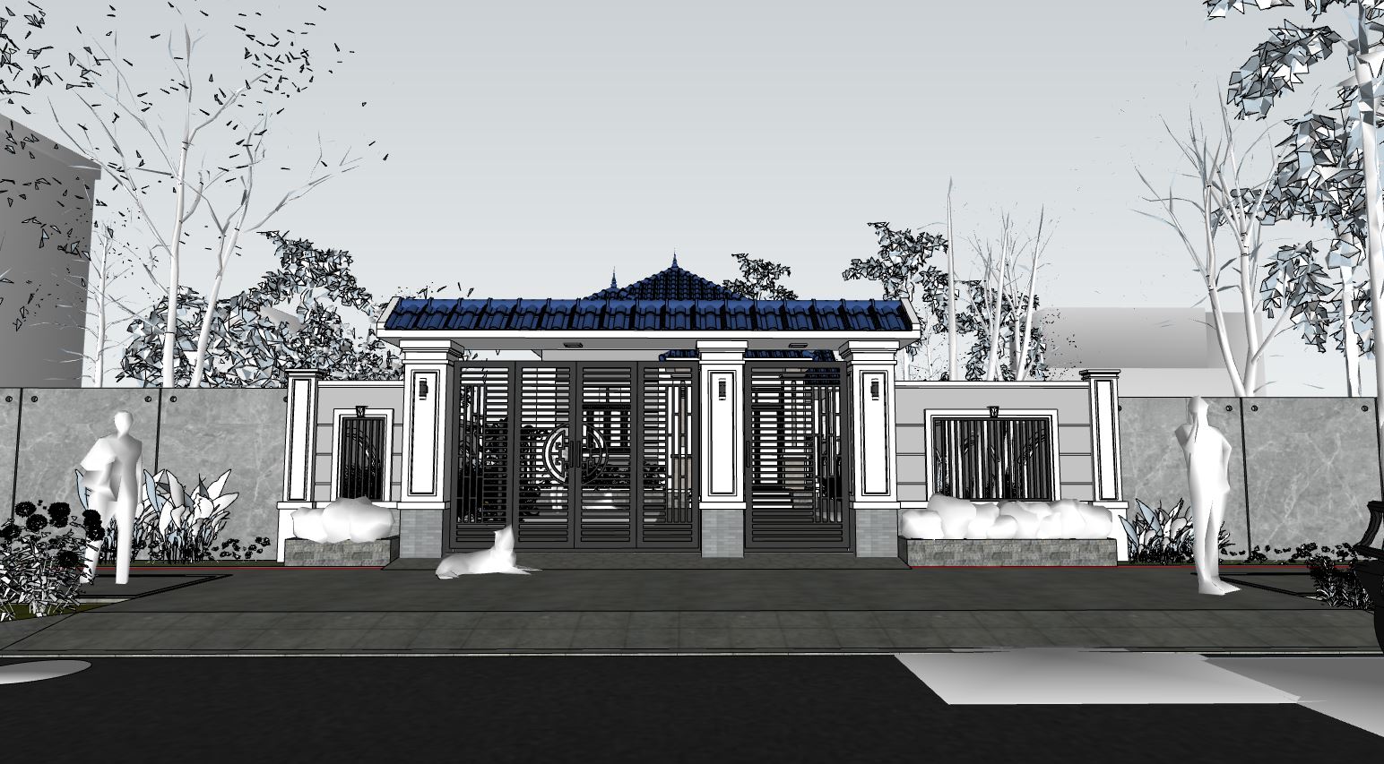 biệt thự phố,biệt thự sketchup,sketchup biệt thự,sketchup phối cảnh biệt thự
