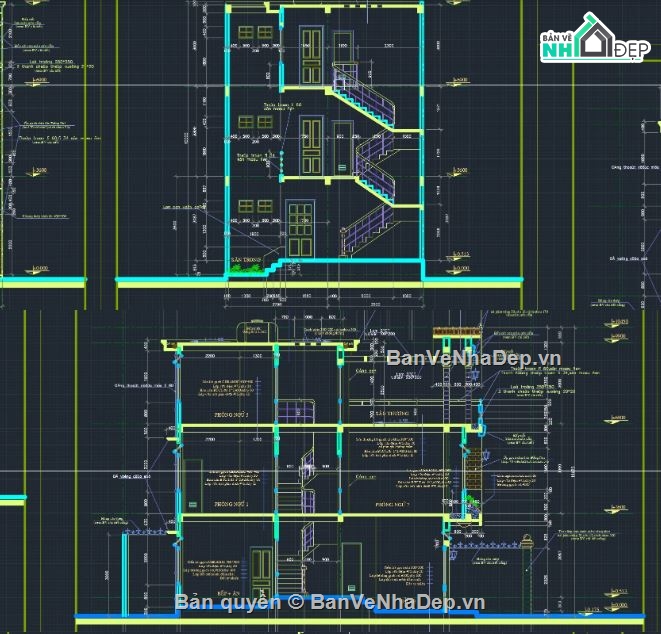biệt thự 3 tầng,file cad biệt thự 3 tầng,biệt thự 3 tầng cad