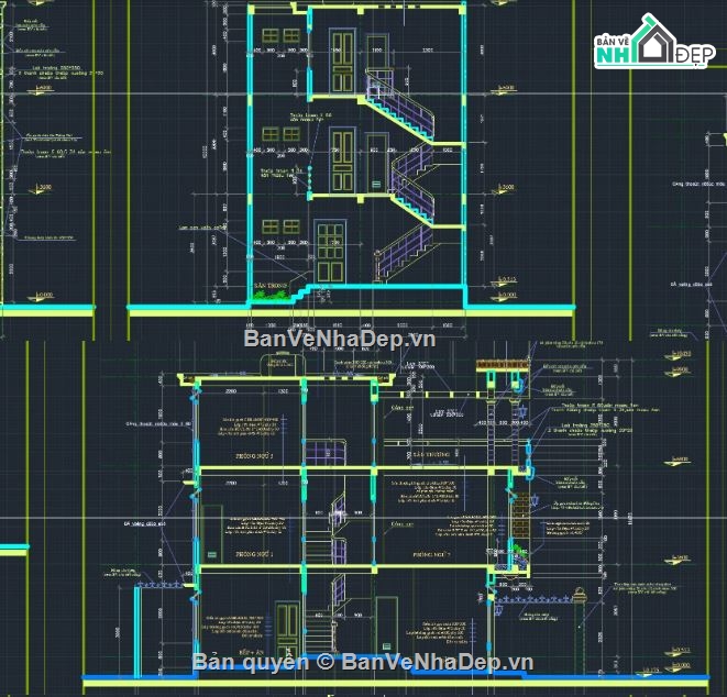 biệt thự 3 tầng,file cad biệt thự 3 tầng,biệt thự 3 tầng cad