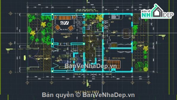 biệt thự 3 tầng,file cad biệt thự 3 tầng,biệt thự 3 tầng cad