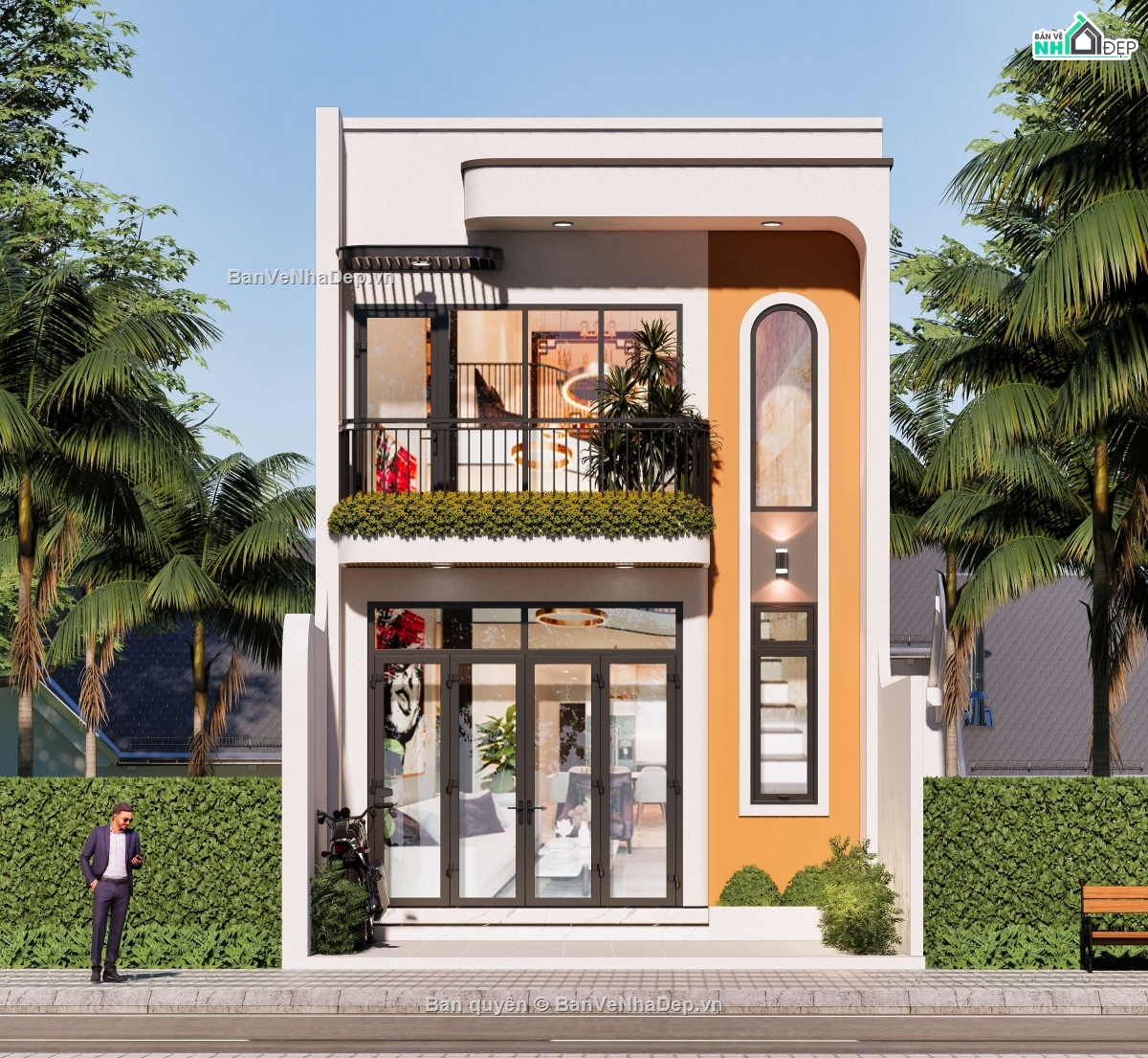 nhà gác lững 5x14m,full hồ sơ gác lững 5x14m,hồ sơ thi công gác lững 5x14m,nhà 5x14m gác lững