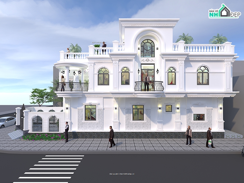 TÂN CỔ ĐIỂN 2 TẦNG,full bản vẽ nhà phố,biệt thự tân cổ điển full kt.kc.đn,bản vẽ biệt thự tân cổ điển full,kiến trúc 2 tầng 1 tum,biệt thự phố