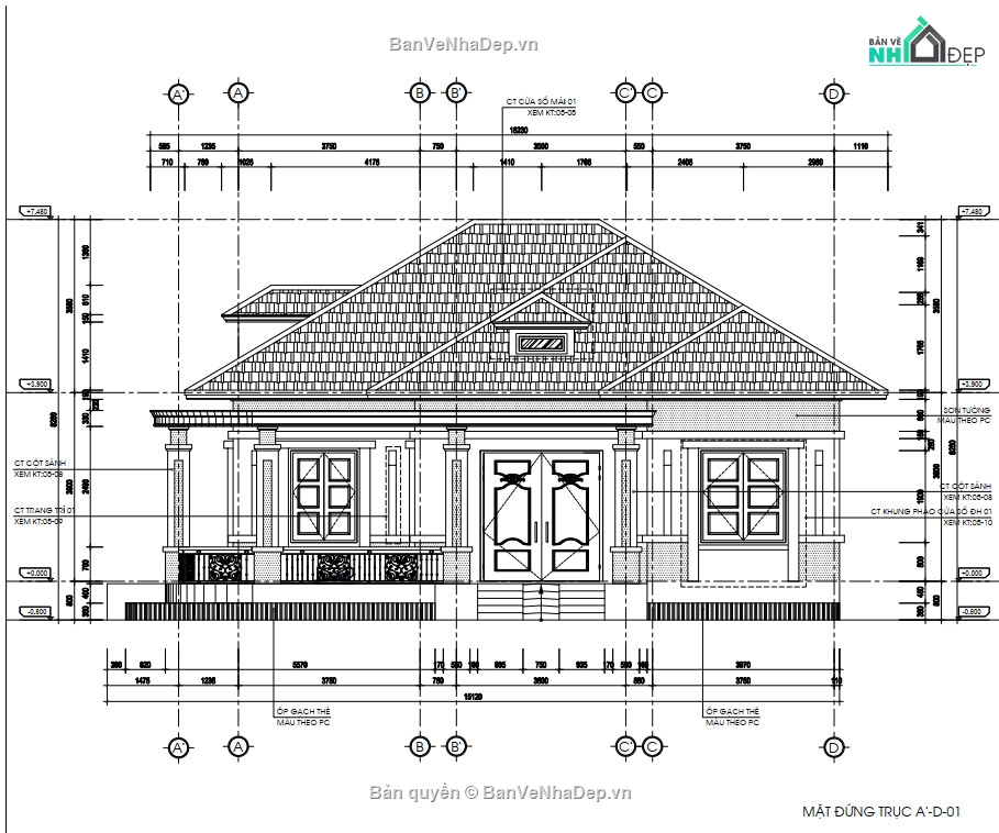 Full thiết kế (PDF)+ dự toán nhà cấp 4 nông thôn mái ngói kt 15.22 ...