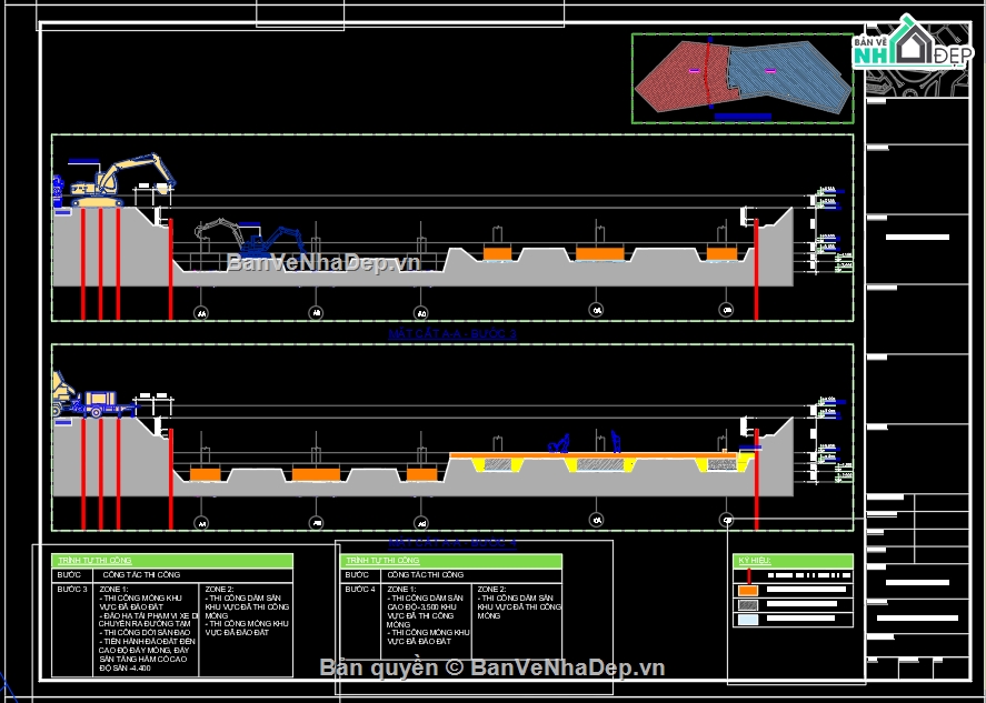 Biện pháp thi công,thi công tầng hầm,tầng hầm,Biện pháp thi công đào đất,thi công hầm,đào đất
