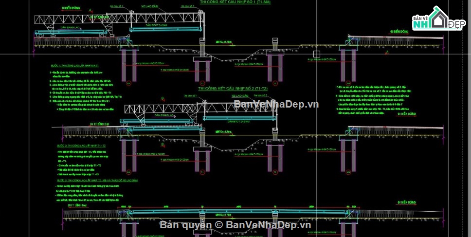 Lao lắp gầm cầu,cao lắp gầm cầu file cad,bptc lao lắp gầm cầu,file cad lao lắp gầm cầu