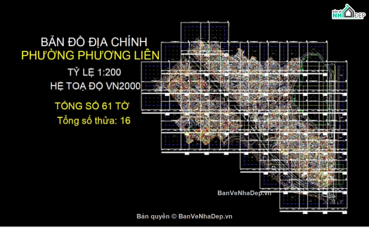 File Cad bản đồ địa chính phường Phương Liên,Bản đồ giải thửa phường Phương Liên,phường Phương Liên - VN2000,Quy hạch phường Phương Liên - VN2000,Bản đồ địa chính phường Phương Liên - VN2000