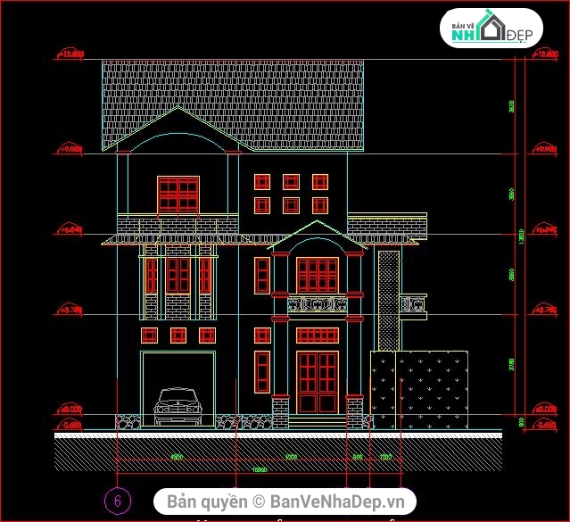 kiến trúc biệt thự 3 tầng,kiến trúc 3 tầng 19x20m,bản vẽ biệt thự 3 tầng,mẫu biệt thự 3 tầng