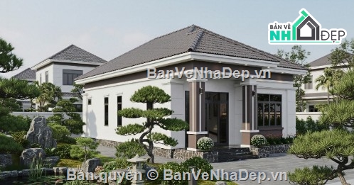 biệt thự 1 tầng,file cad biệt thự 1 tầng,biệt thự 1 tầng file cad