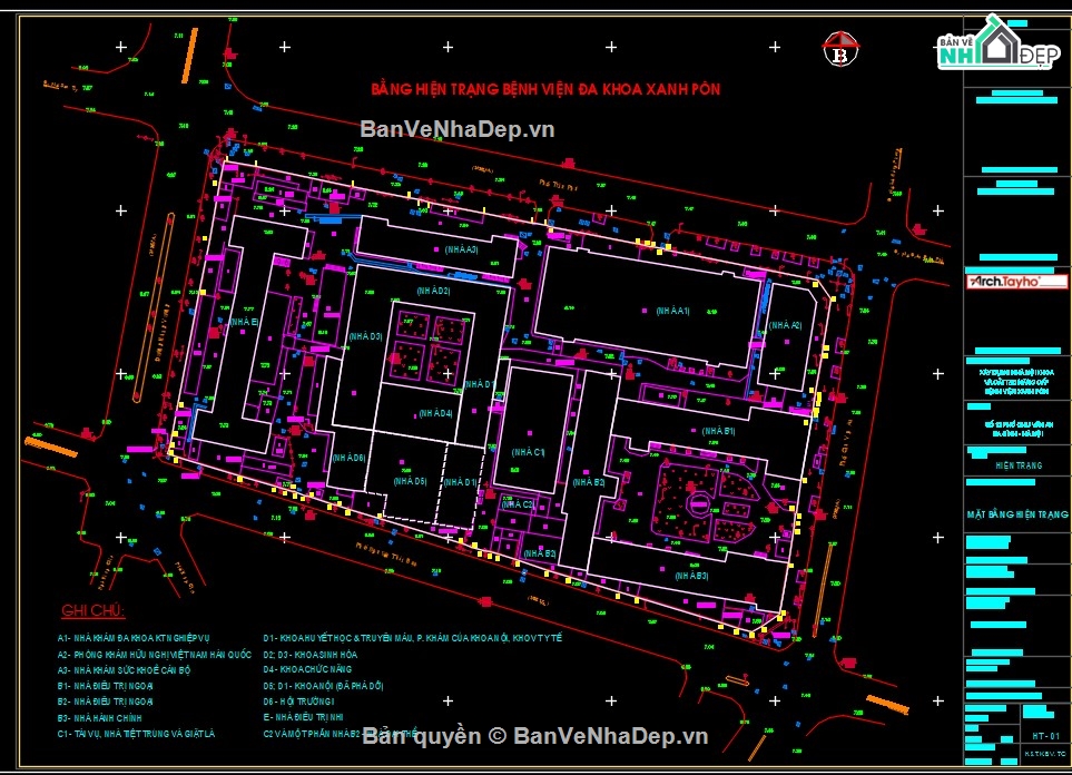 bản vẽ bệnh viện,kiến trúc bệnh viện,bản vẽ kiến trúc bệnh viện,bản vẽ cải tạo,file cad bệnh viện