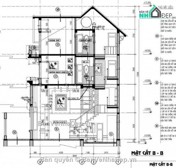 biệt thự 4 tầng,file cad biệt thự 4 tầng,bản vẽ biệt thự 4 tầng,cad biệt thự 4 tầng