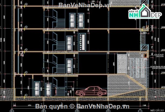 nhà phố 4 tầng,file cad nhà phố 4 tầng,nhà phố 4 tầng file cad