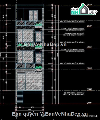nhà phố 4 tầng,file cad nhà phố 4 tầng,nhà phố 4 tầng file cad