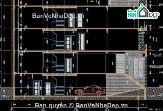 nhà phố 4 tầng,file cad nhà phố 4 tầng,nhà phố 4 tầng file cad