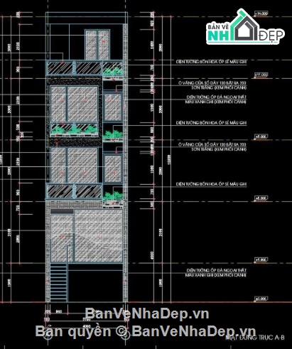 nhà phố 4 tầng,file cad nhà phố 4 tầng,nhà phố 4 tầng file cad