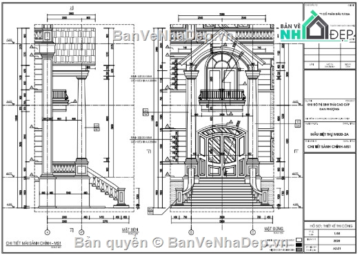 biệt thự 3 tầng,file cad biệt thự 3 tầng,biệt thự 3 tầng file cad