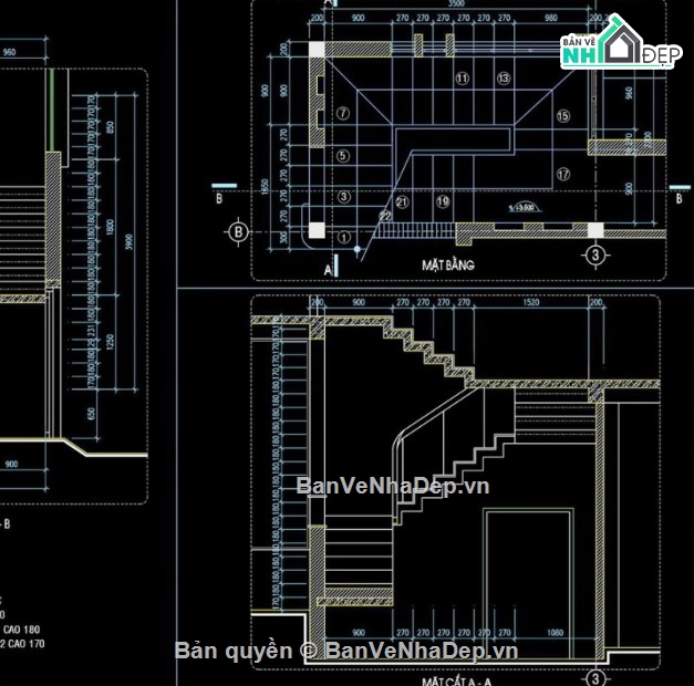 biệt thự 3 tầng,file cad biệt thự 3 tầng,bản vẽ biệt thự 3 tầng