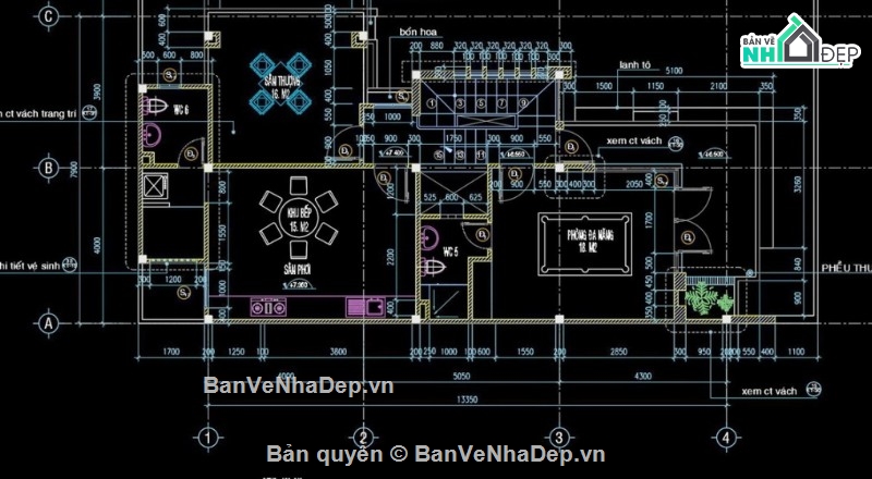 biệt thự 3 tầng,file cad biệt thự 3 tầng,bản vẽ biệt thự 3 tầng