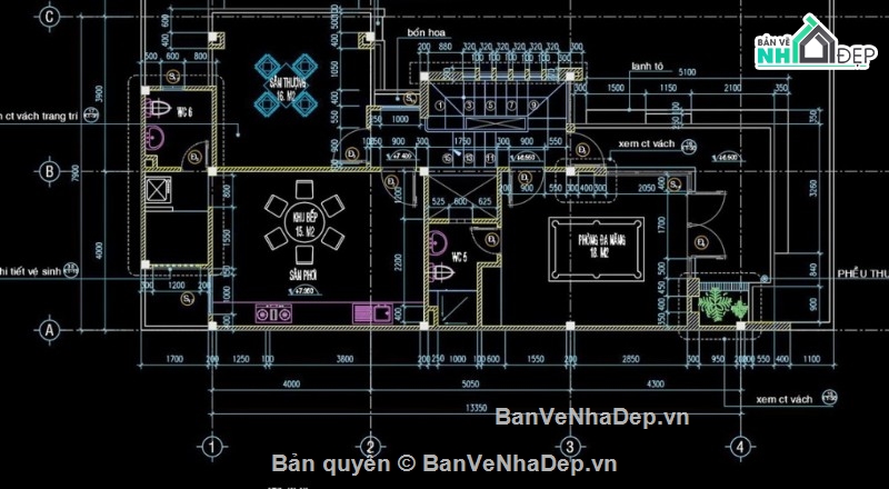 biệt thự 3 tầng,file cad biệt thự 3 tầng,bản vẽ biệt thự 3 tầng