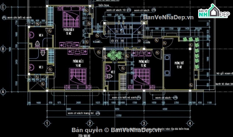 biệt thự 3 tầng,file cad biệt thự 3 tầng,bản vẽ biệt thự 3 tầng