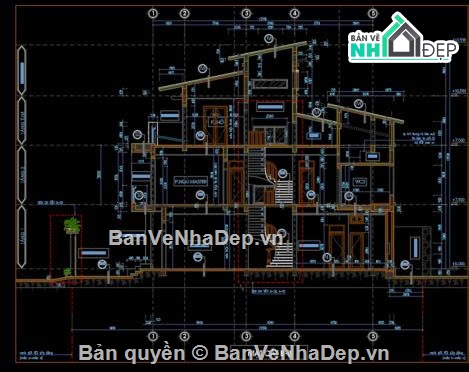 kiến trúc,bản vẽ biệt thư,bản vẽ autocad,full autocad