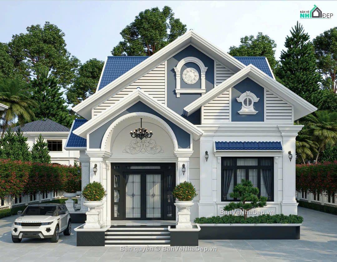Biệt thự mái thái,Nhà vườn mái thái,Bản vẽ nhà mái thái