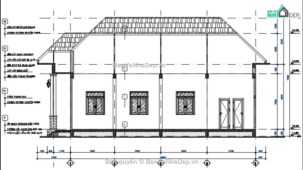 Biệt thự mái nhật,Biệt thự đẹp,Biệt thự mái nhật 7x12m