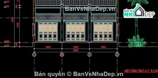 nhà thờ họ 3 gian,file cad nhà thờ họ 3 gian,nhà thờ họ 3 gina file cad