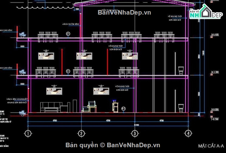 nhà hàng hải sản 3 tầng,cad nhà hàng hải sản,file cad nhà hàng hải sản