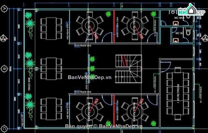 nhà hàng hải sản 3 tầng,cad nhà hàng hải sản,file cad nhà hàng hải sản