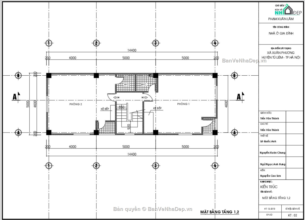 hồ sơ cấp phép nhà 6 tầng,Thiết kế autocad nhà trọ 6 tầng,Nhà ở cho thuê thiết kế file cad,bản vẽ nhà trọ 6 tầng 5.2x14.4m