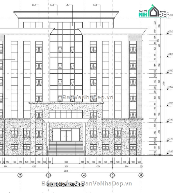 trụ sở bảo hiểm 7 tầng,file cad trụ sở bảo hiểm,trụ sở bảo hiểm cad