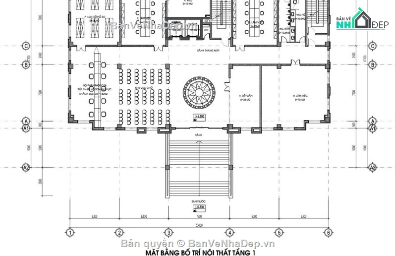 trụ sở bảo hiểm 7 tầng,file cad trụ sở bảo hiểm,trụ sở bảo hiểm cad