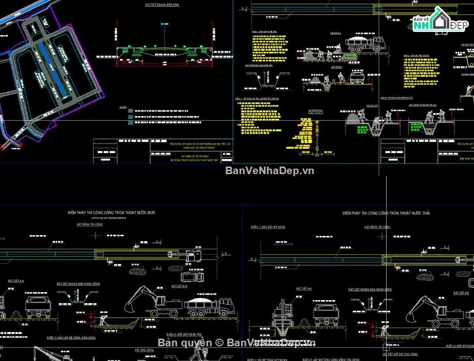 file CAD hạ tầng trường học,biện pháp thi công san nền,biện pháp thi công cấp thoát nước