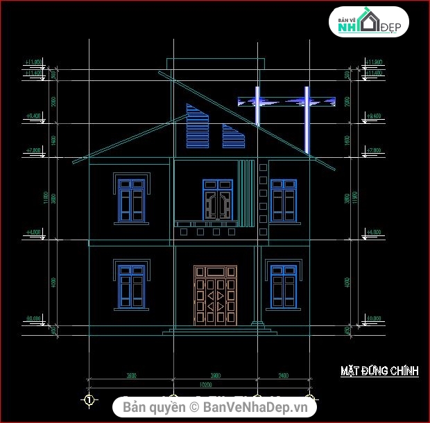 Biệt thự 10.2x8.7m,kiến trúc biệt thự,mẫu nhà 2 tầng,nhà 2 tầng mái lệch
