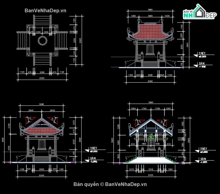 hồ sơ cad chùa,bản vẽ chùa đẹp,thiết kế chùa 10.9x21.1m,thiết kế chùa 2 mái,thiết kế chùa
