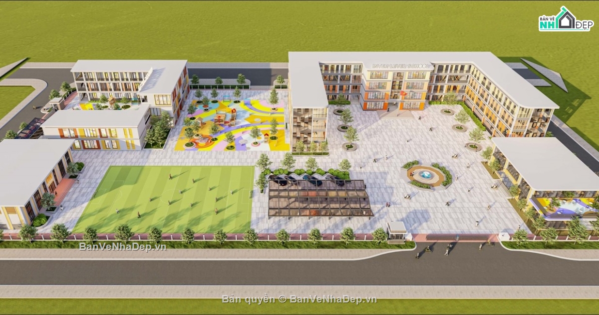 thiết kế trường mầm non,bản vẽ cad trường liên cấp,bản vẽ cad trường tiểu học