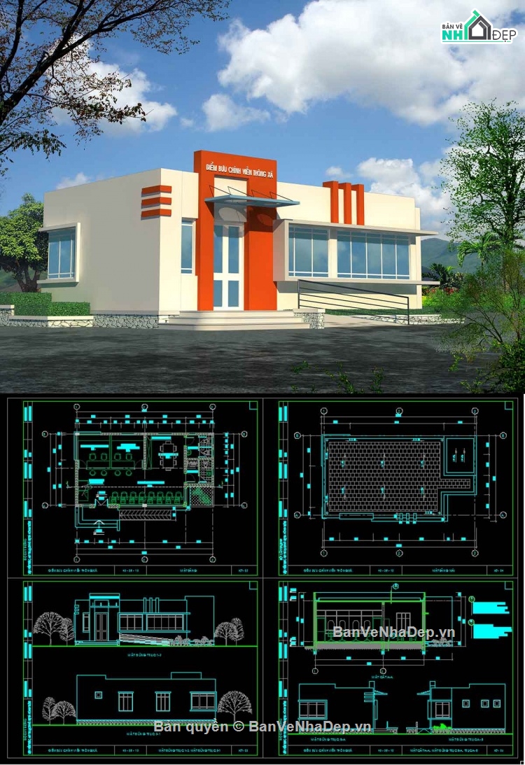 tòa nhà viễn thông,thiết kế nhà,cad tòa nhà,viễn thông