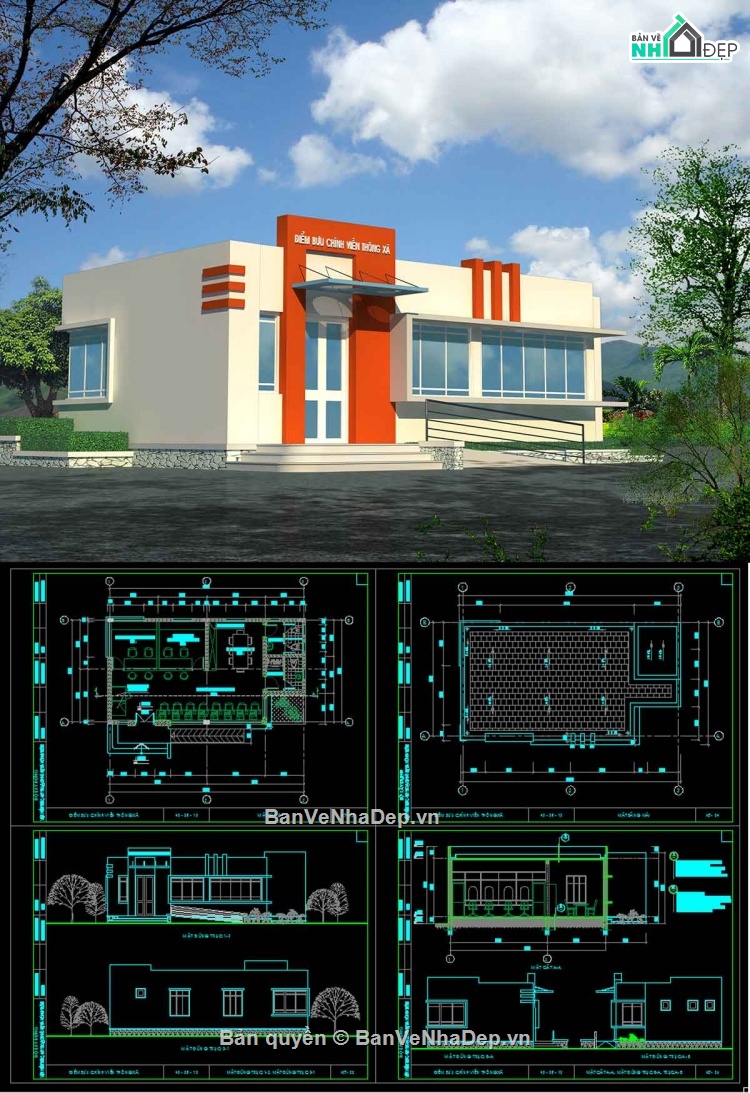 tòa nhà viễn thông,thiết kế nhà,cad tòa nhà,viễn thông