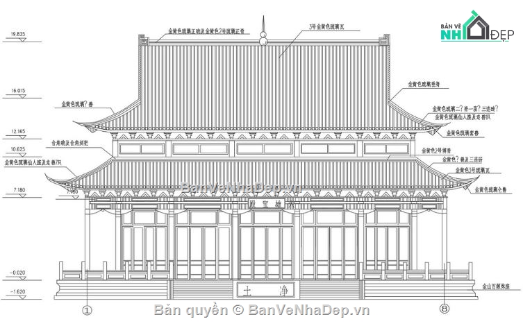 Hồ sơ kiến trúc,kiến trúc đình chùa,bản vẽ đình chùa
