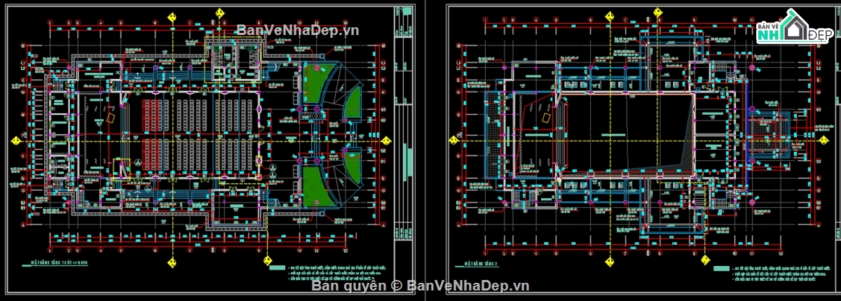 hội trường,nhà truyền thống,thư viện,bản vẽ hội trường 2 tầng,hồ sơ thiết kế hội trường đẹp,hội trường cơ quan