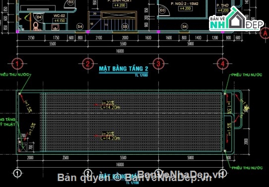 nhà phố 2 tầng 1 tum,file cad nhà phố 2 tầng 1 tum,bản vẽ nhà phố